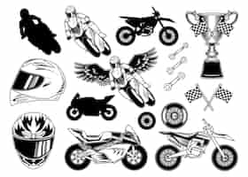 Free vector set of motorcycle elements