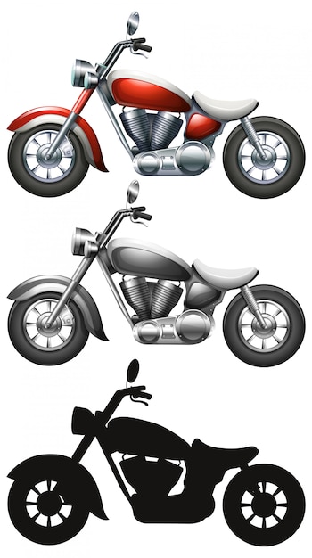 Set di moto su sfondo bianco
