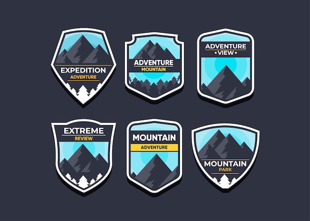 Free vector set the mountain logo and badges.