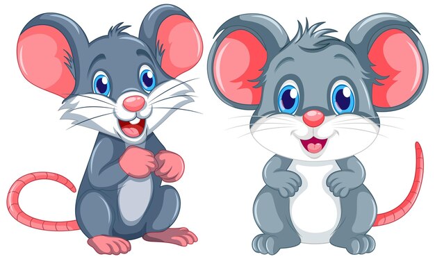 Set of mouse and rat cartoon