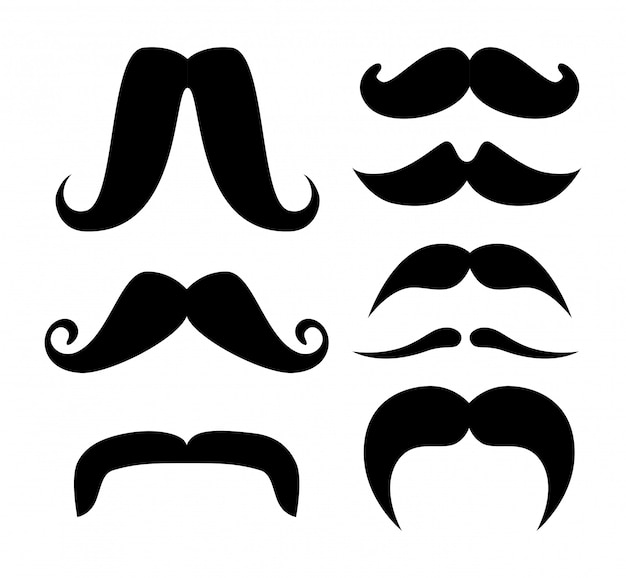 Set of moustache silhouettes