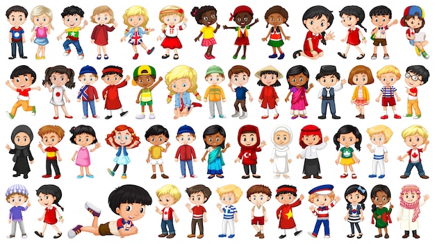 多文化子供のキャラクターのセット