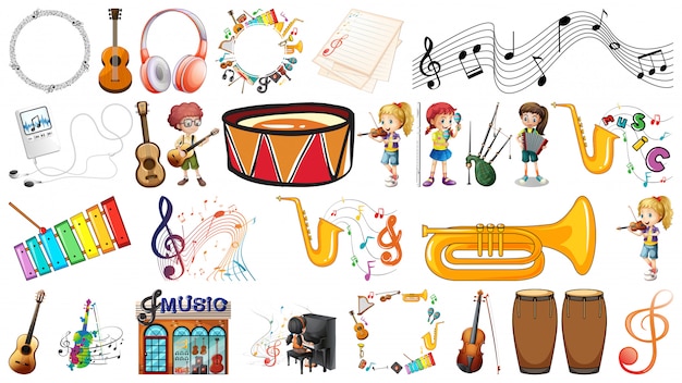 Free vector set of music instrument