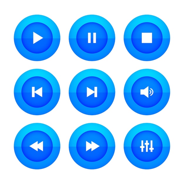 Free vector set of music player button icon design