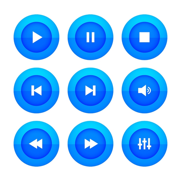 Free Vector set of music player button icon design