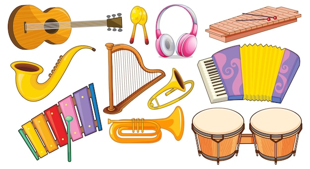 Free vector a set of musical instrument