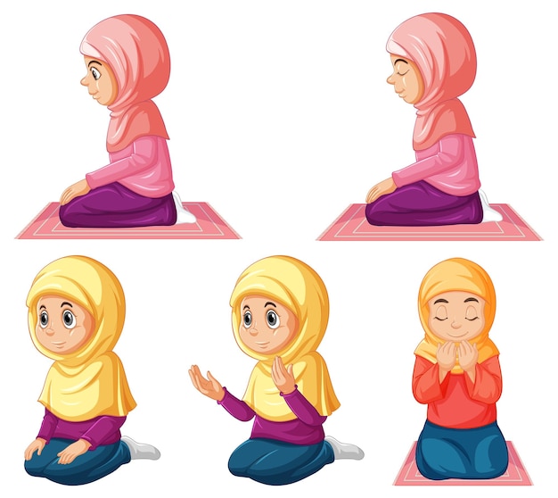 Free vector set of muslim people cartoon character