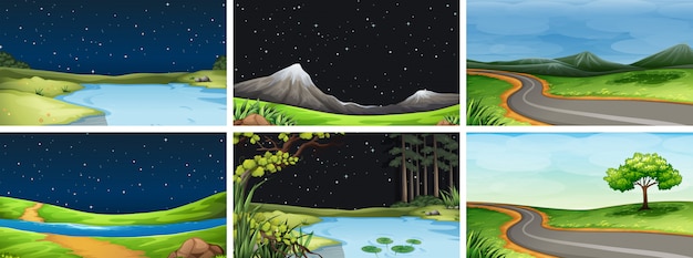 Set of natue landscape background