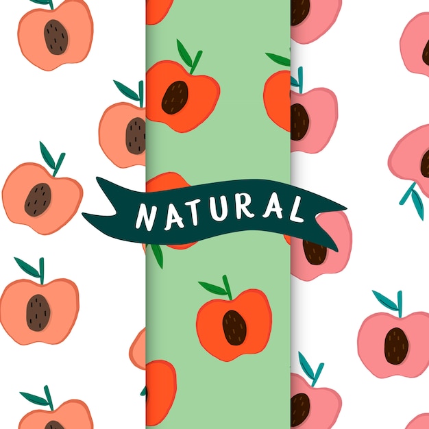 Набор натуральных фруктовых яблочных узоров вектора