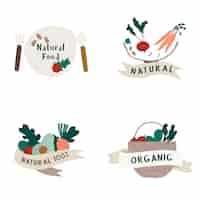 Free vector set of natural and organic food badges vector