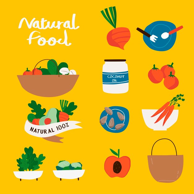 Set of natural and organic food badges vector