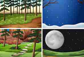 Free vector set of nature background