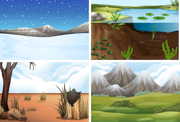 Free vector set of nature background