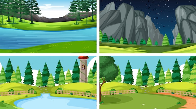 Free vector set of nature landscape background