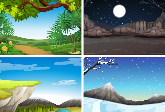 Free vector set of nature landscape