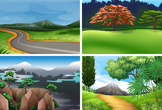 Free vector set of nature landscape