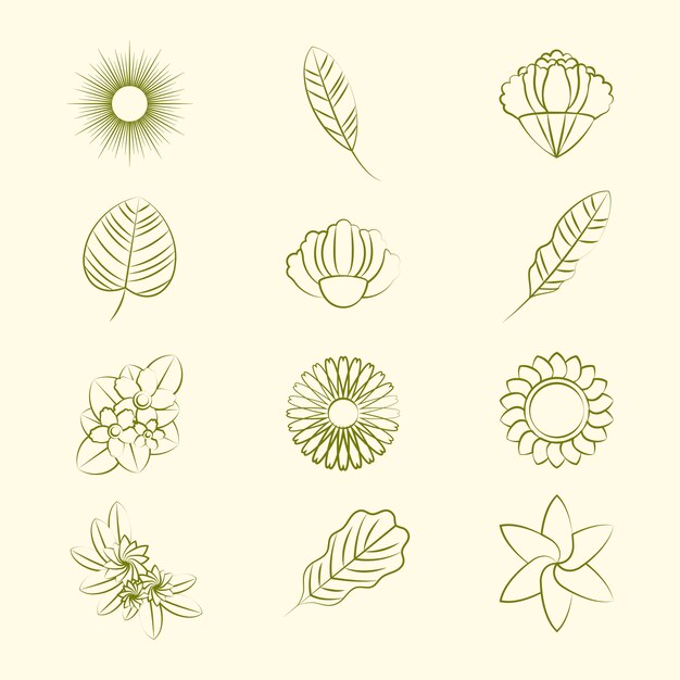 Set of nature ornament icons