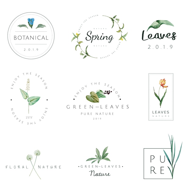 Free vector set of nature and plant logo vectors