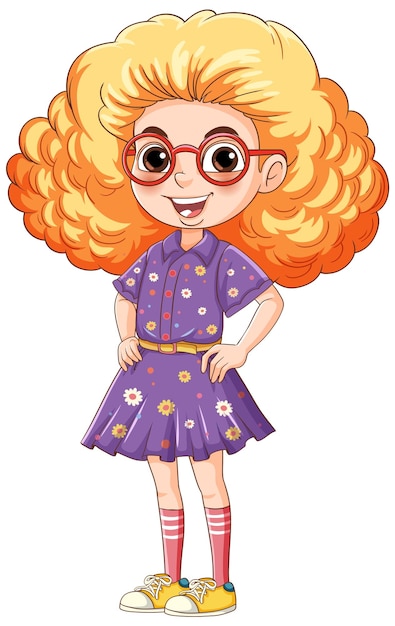 Free vector set of nerd geek girl cartoon character wearing glasses