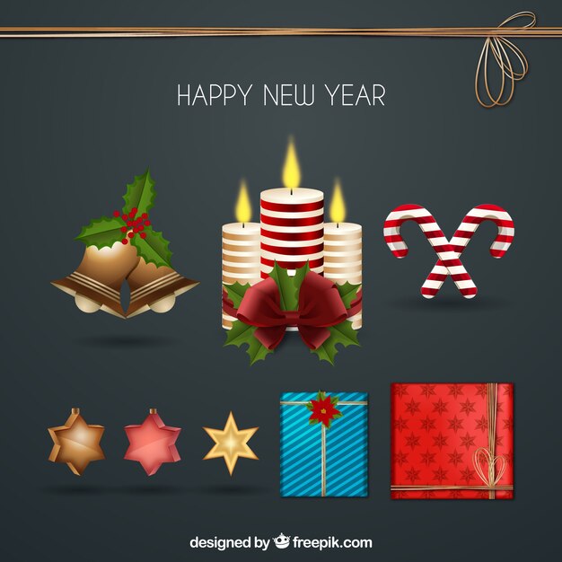 Free vector set of new year elements