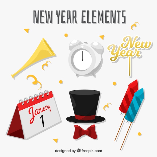 Free vector set of new year elements