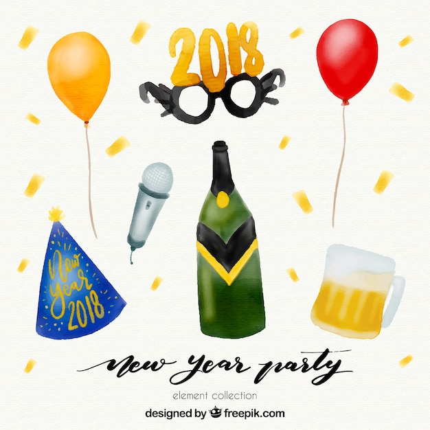 Free vector set of new year party elements