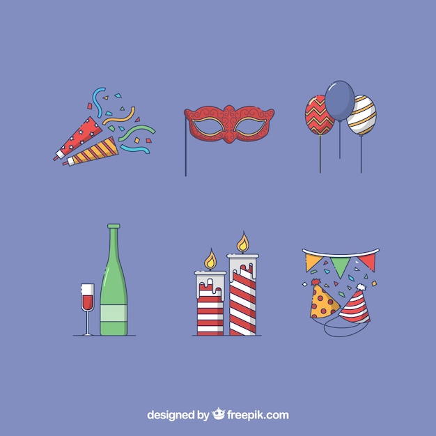 Free vector set of new year party elements