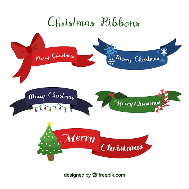 Free vector set of nice christmas ribbons