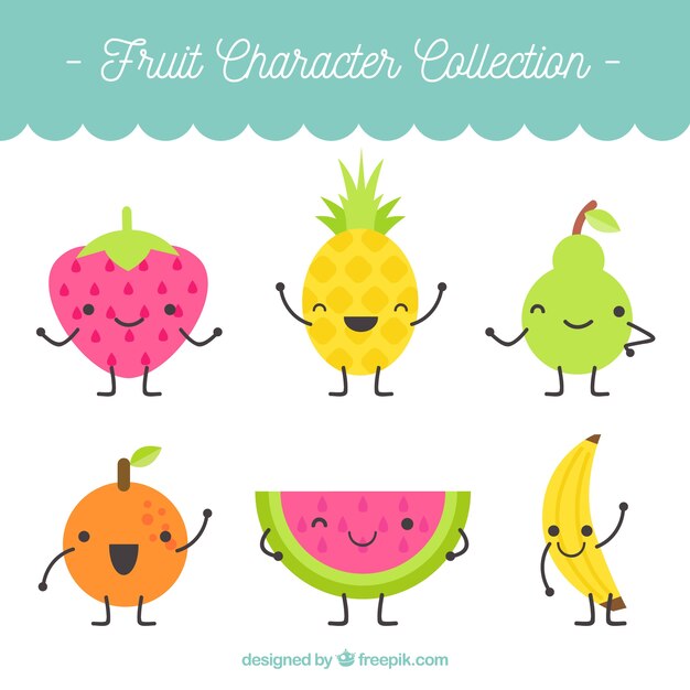 Set of nice fruit characters