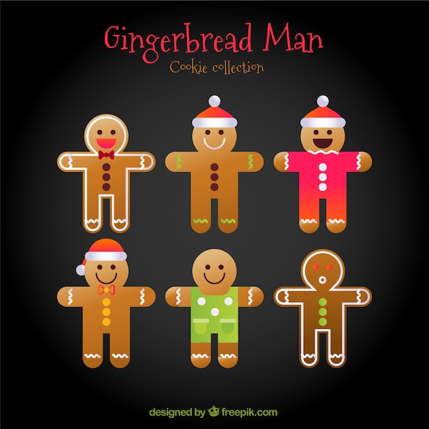 Free vector set of nice gingerbread cookies