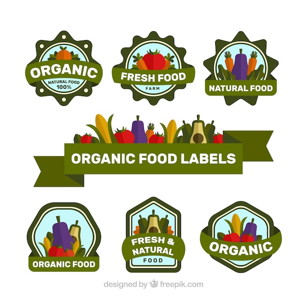 Set of nice retro organic stickers