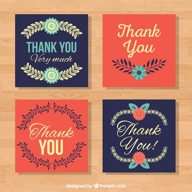 Free vector set of nice retro thank you cards