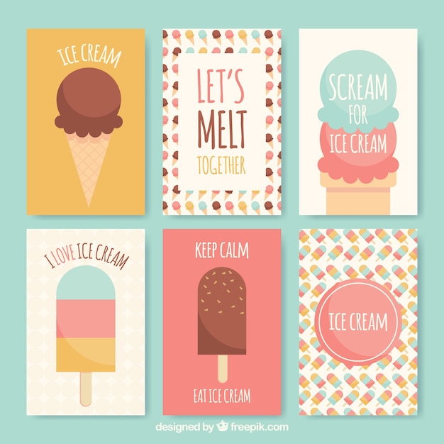 아이스크림 좋은 여름 카드 세트