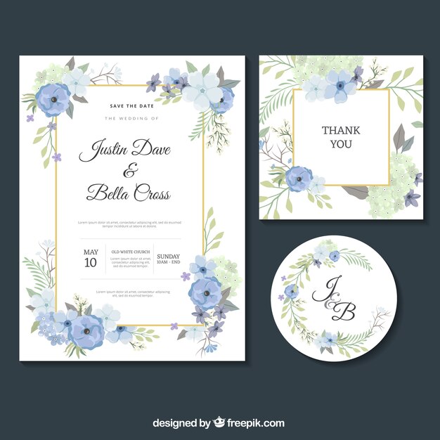 Set of nice wedding invitations