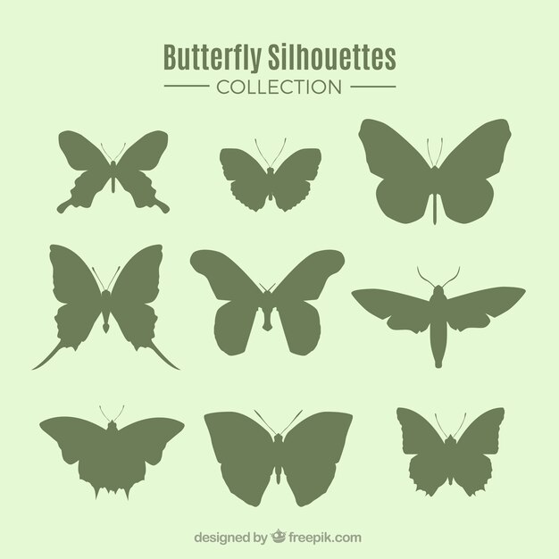 Set of nine butterfly silhouettes