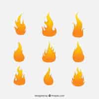 Free vector set of nine flat flames