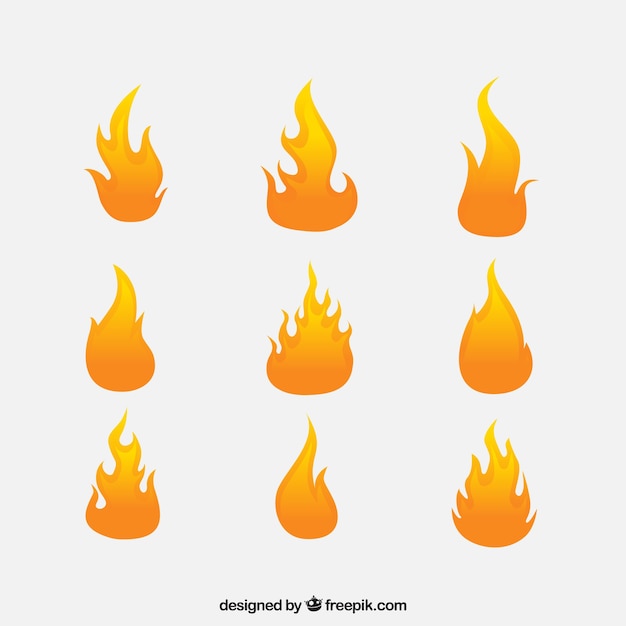 Set of nine flat flames