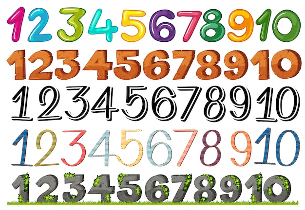 A set of numbers and fonts