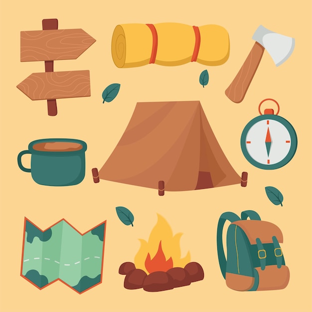 Set of object element for camping concept