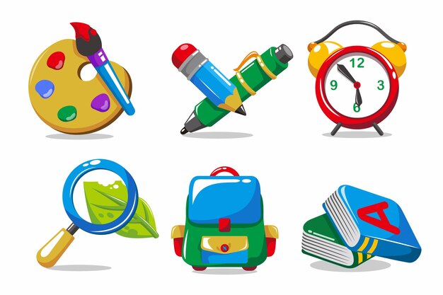 Free Vector set of object element for education