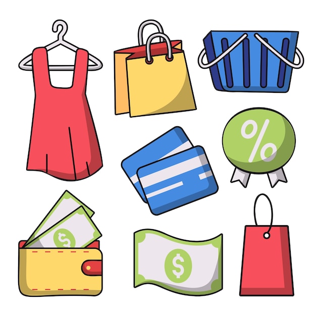 Free vector set of object element for shopping concept