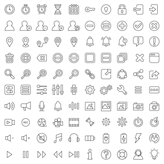 Набор из 100 основных иконок ui-ux icon