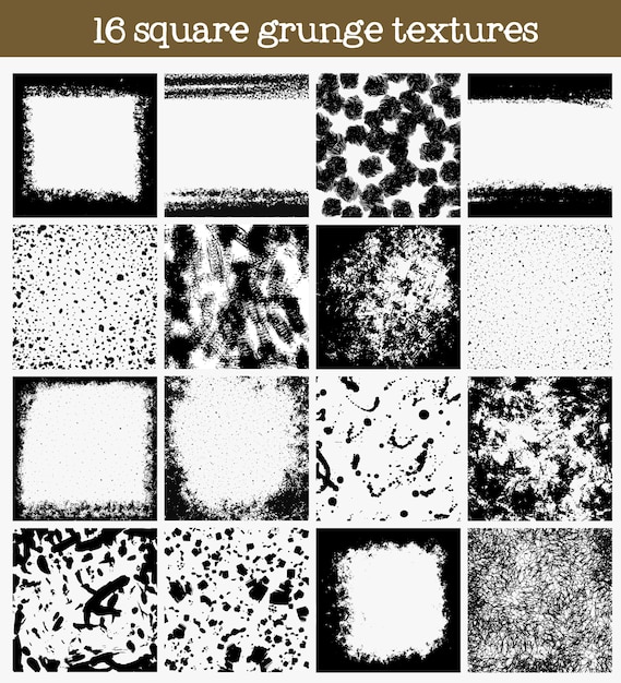 無料ベクター 16の正方形のグランジのテクスチャのセット