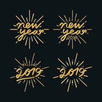 2019​年​の​新しい​年​の​祝賀​バッジ​ベクトル​の​セット