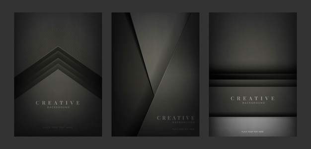 無料ベクター 黒で抽象的な創造的な背景のデザインのセット