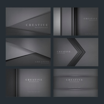 Набор абстрактных творческих фоновых конструкций темно-серого цвета