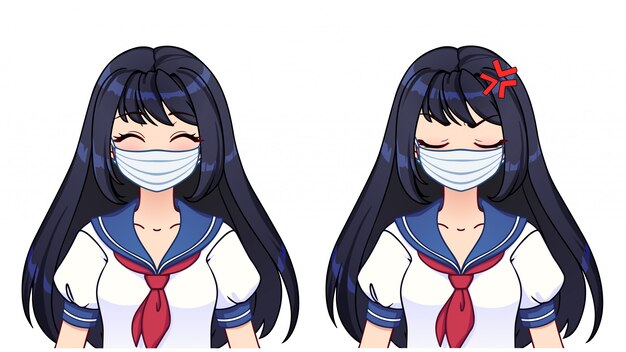 女の子 異なる 表情 イラスト イラスト 無料のベクター