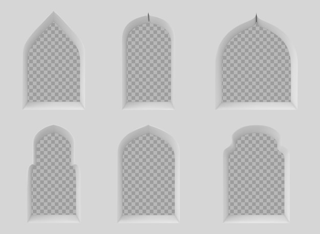 Бесплатное векторное изображение Набор арабских оконных рамок