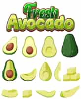 Бесплатное векторное изображение Набор мультфильмов о фруктах авокадо
