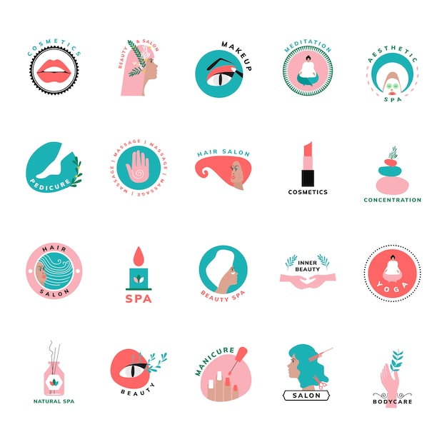 무료 벡터 아름다움과 화장품 아이콘 세트